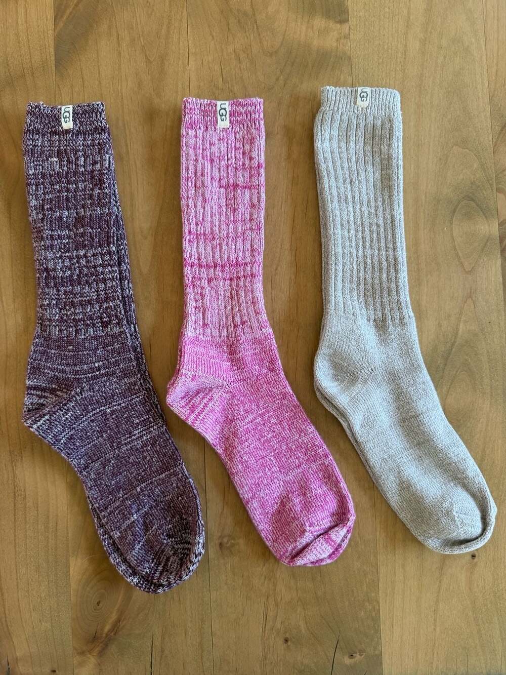 UGG Women's Rib Knit Slouchy 3 Pack Crew Socks New